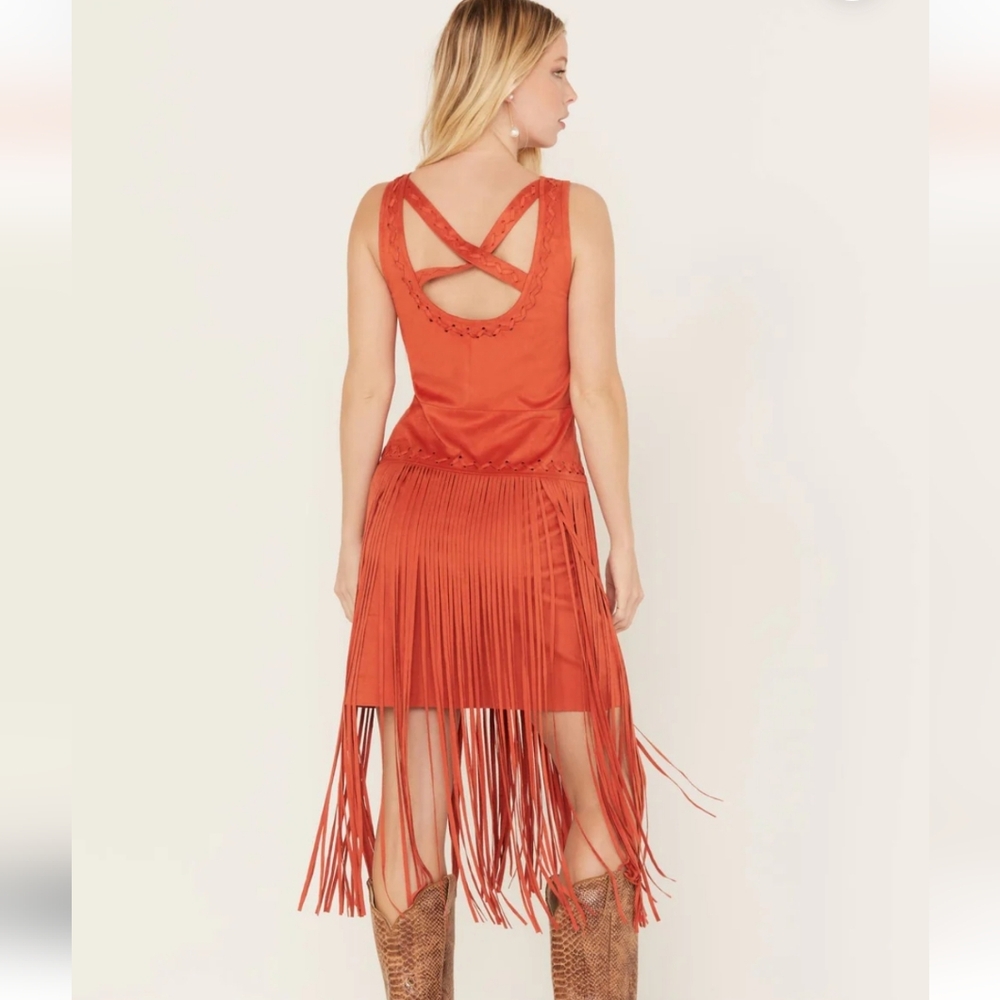 Idyllwind Country Mannor Fringe Dress NWOT Faux Suede Western Miranda La…